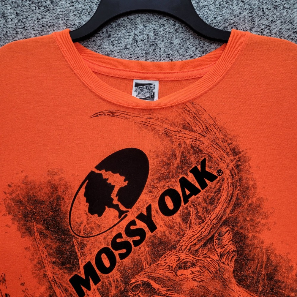 Mossy Oak Paramount Outdoors Mens 2XL Blaze‎ Orange Long Sleeve Buck Graphic Tee - Picture 9 of 9